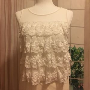 Short, White, Lace, Tank Top